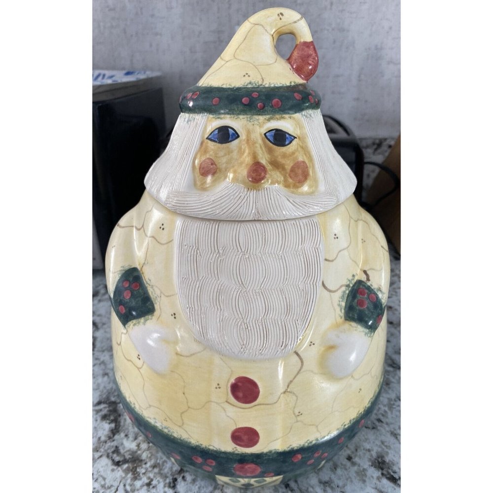 Retired Laurie Gates For Neiman Marcus Hand Painted Santa Claus Cookie Jar 1998